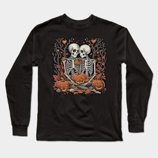 Valentine's Day Vintage Halloween Skeletons Witch Retro Cute Super Cool Best Gift Long Sleeve T-Shirt